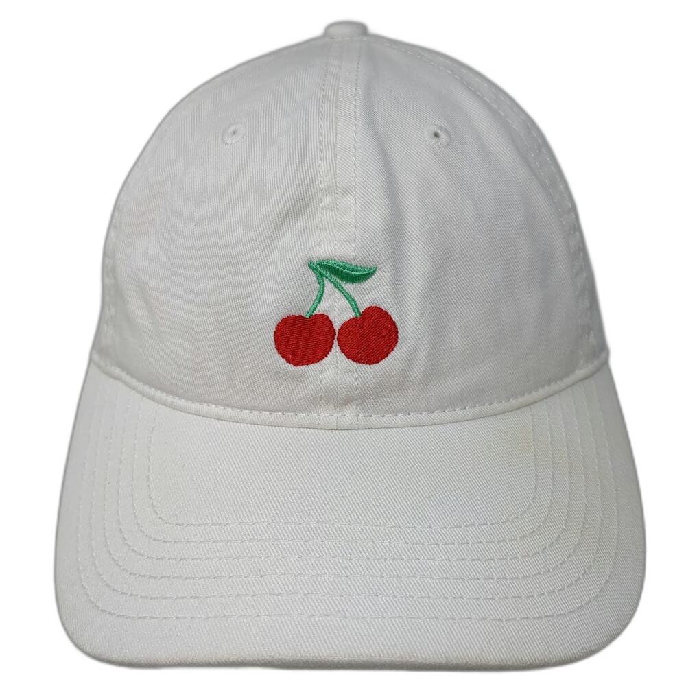Mighty Fine Baseball Cap White One Size Embroidered Cherry Adjustable Hat